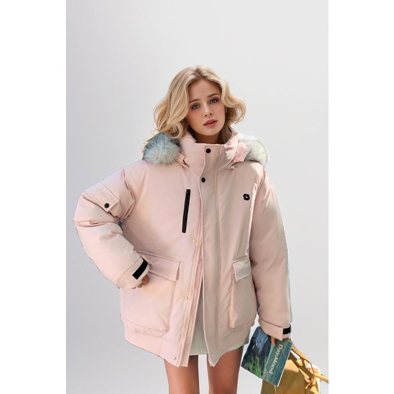 GMXIA Dame Vintage Casual Ensfarget Trykk Høst Vinter Langermet Hettejakker & Kåper