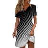 Damska moda swobodna nadrukowana klapa guzik krótki rękaw odzież paski sukienka