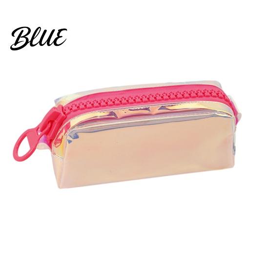 Colorful Holographic Pen Bag Iridescent Pencil Case Transparent Stationery with Wide Case U-Shaped
