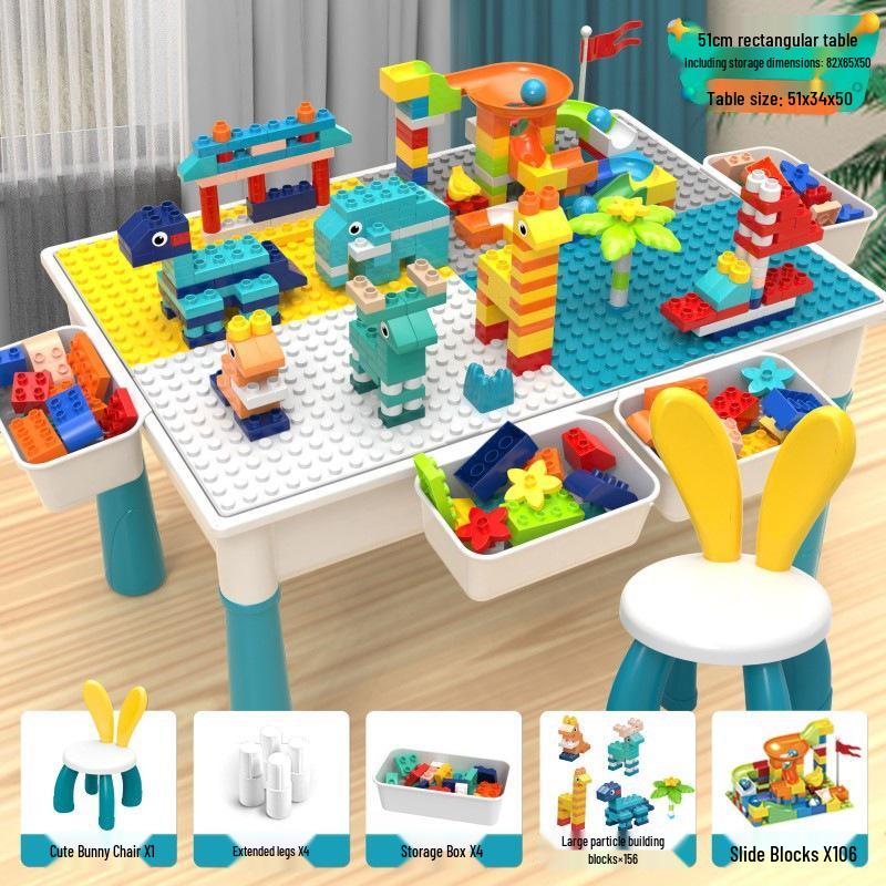 Multifunctional Large Particle Building Block Table for Kids: Educational Toy for Boys, Girls, and Babies