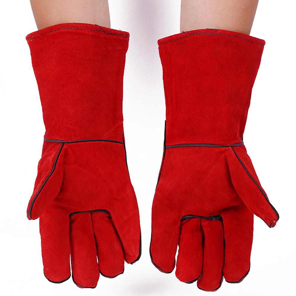 Welding Gloves Heat Insulation Gloves Leather High Temperature Proof Gloves Outdoor Camping Picnic BBQ Cooking Baking