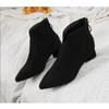 Fashion New Faux Suede Ankle Boots Women Chunky Heeled Plush Shoe Woman Chic Shoes Lady Boot Pointed Thick Heel Short