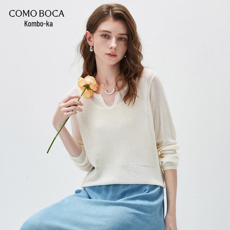 Komongboka Women's Lyocell Tencel Knit Long Sleeve Hollow-out Top