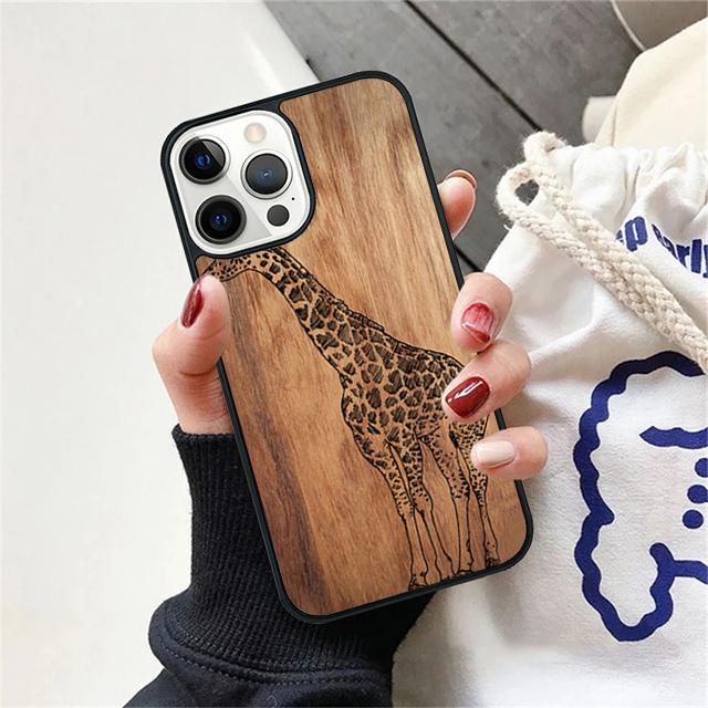 Bamboo Wooden ANIMALS Phone Case Cover For iPhone 17 Air 15 16e 14 13 12 Pro Max 11 Pro Max Plus Coque Shell