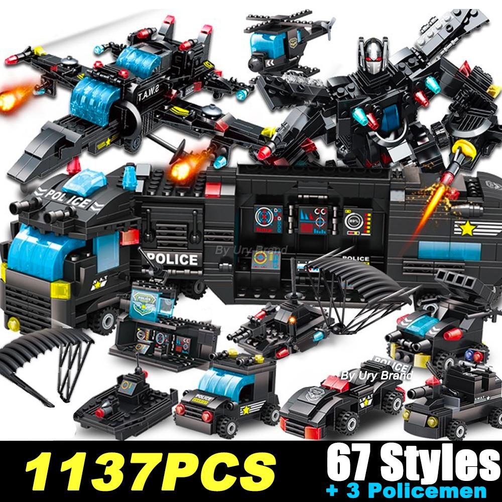 2023 Stadtpolizei SWAT-Team Militärset Bausteine Auto Kampfroboter DIY Spielzeug für Kinder Geburtstag Jungen Geschenke
