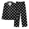 Damen Casual Mode Polka Dot Print Langarm Hosen Homewear Set