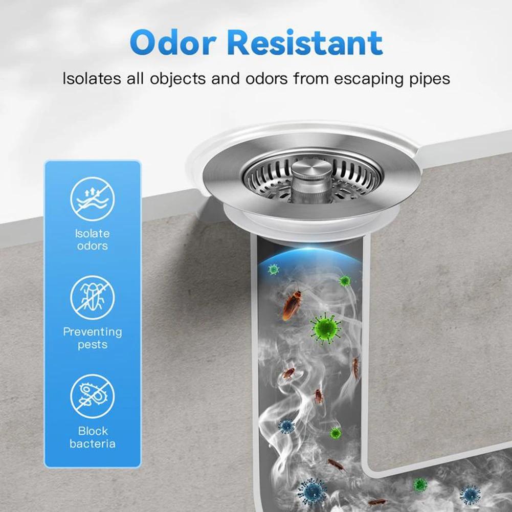 1pcs Household Stainless Steel Kitchen SinkDrain Strainer Pop Up Sink Stopper Anti-Clogging Sink Strainer Plug Sink Accessories