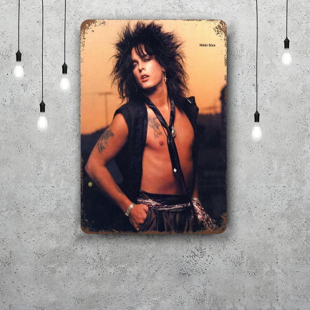 Nikki Sixx Vintage Tin Sign Home Decor Wall Decor Art Wall Mural Room Decoration Decor Retro Metal Sign Plate Bar Posters