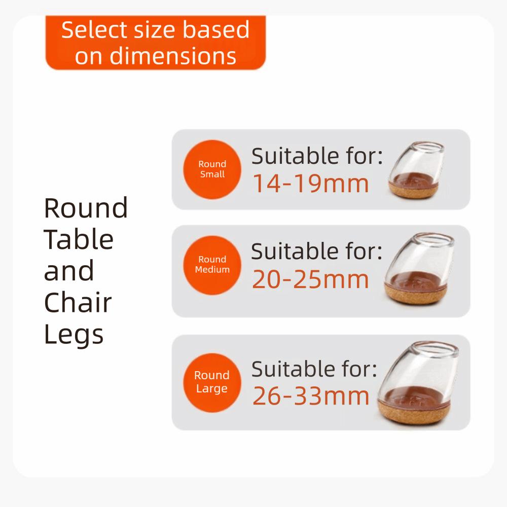 Silicone Material Silicone Chair Leg Protectors Felt Surface Flexible Design Non-Slip Floor Protectors 8 Pieces Set