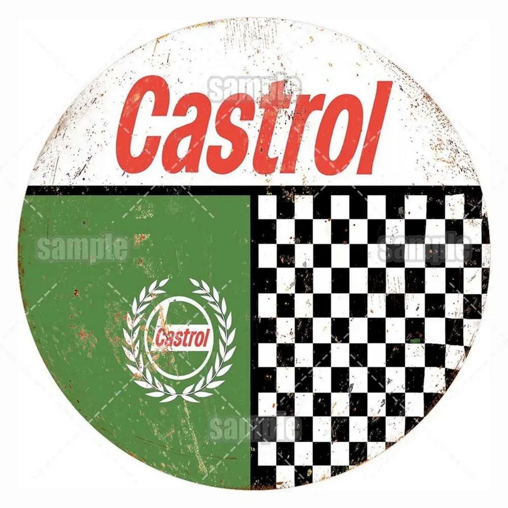 High Definition Metal Tin Sign Set Vintage Gasoline and Motor Oil Brand Themed Round Wall Art Decor for Gas Station Garage and M