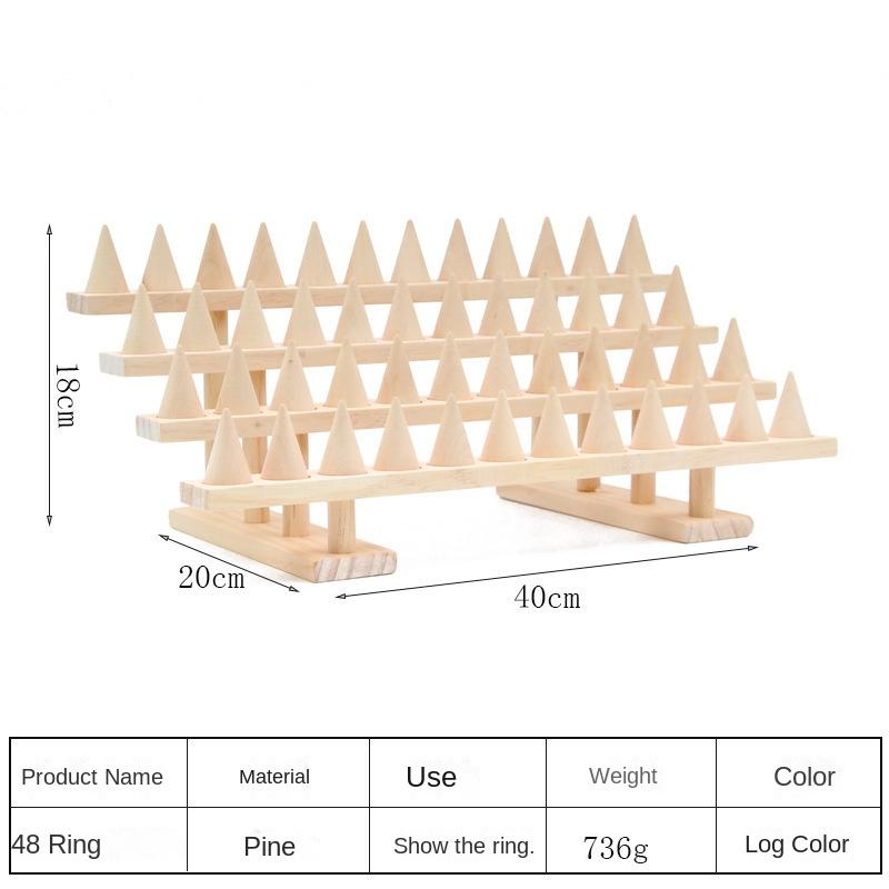 Simple solid wood cone ring display rack jewelry rack ring rack display jewelry rack live stream stall props