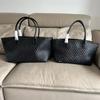 Handmade Leather Woven Bag Large Capacity Tote Mother Bag Vegetable Basket Design Shoulder Bag Tide
