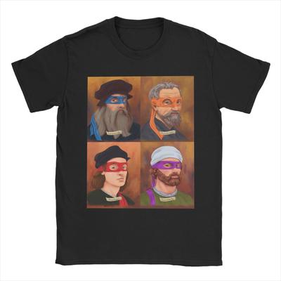 Koszulkki Męskie Renesansowi Artyści Ninja Nauka Żółwie Czysta Bawełna T-shirt Okrągły Dekolt Krótki Rękaw Pomysł na Prezent Ubrania