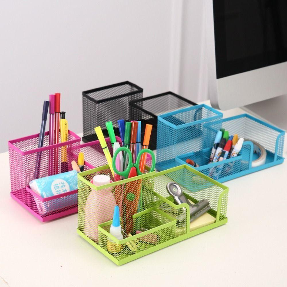 Large Capacity Metal Mesh Pen Holder Hollowed-out Desk Stationery Organizer  Office School Supplies