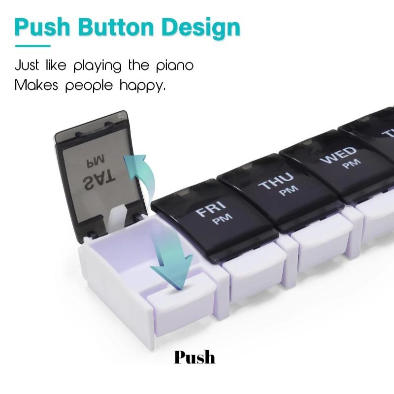 2 Times A Day Pill Organizer Large Pill Box with Push Button Design Detachable Medicine Holder for Vitamins Fish Oil Supplements