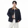 Mens Washed Denim Jacket With Contrast Color Trim Relaxed Fit Workwear Style Fall