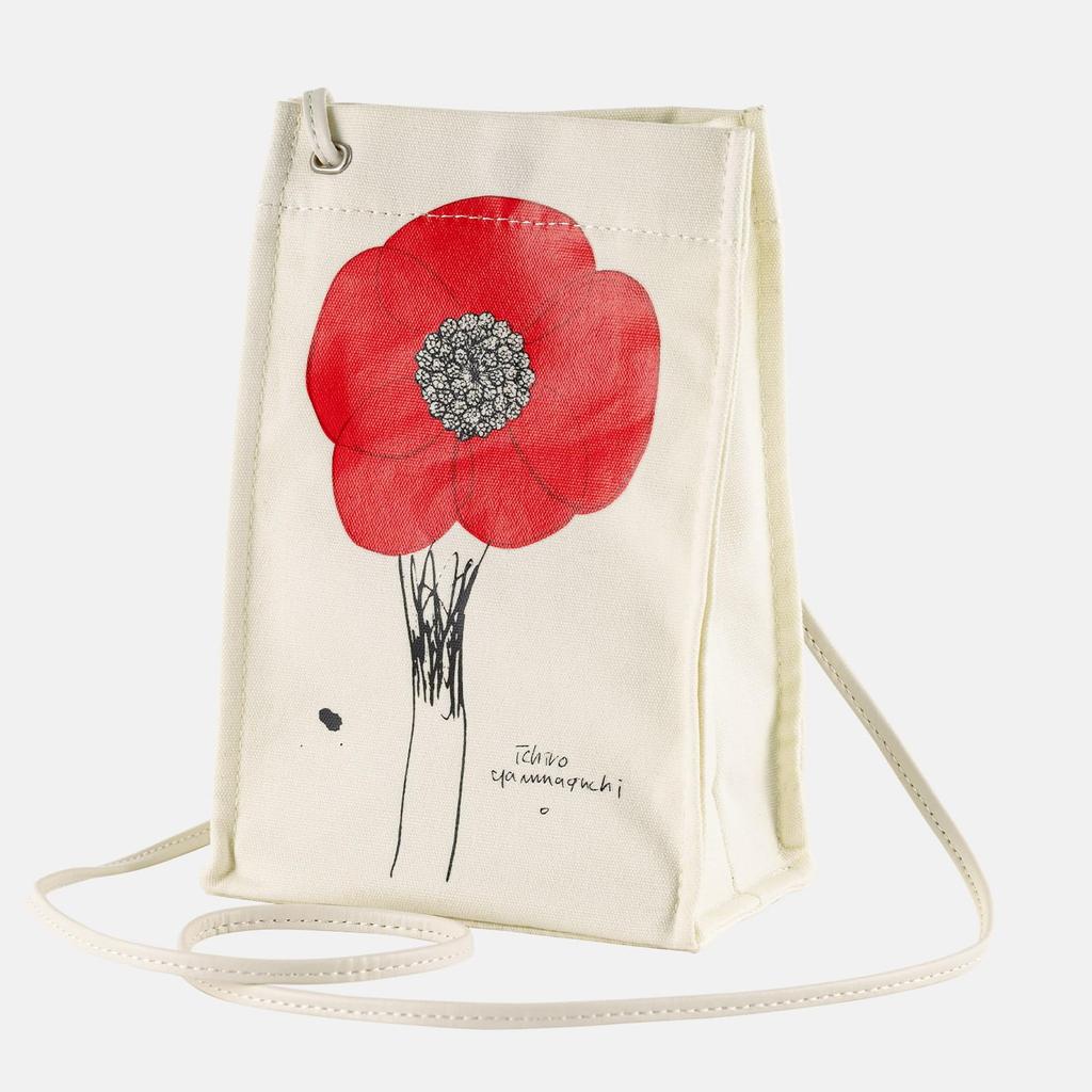 Hobonichi Drawer Pouch Hanging by Ichiro Yamaguchi HANA AKA Red Floral Cotton Storage Organizer Bag 185x122x70mm Japan