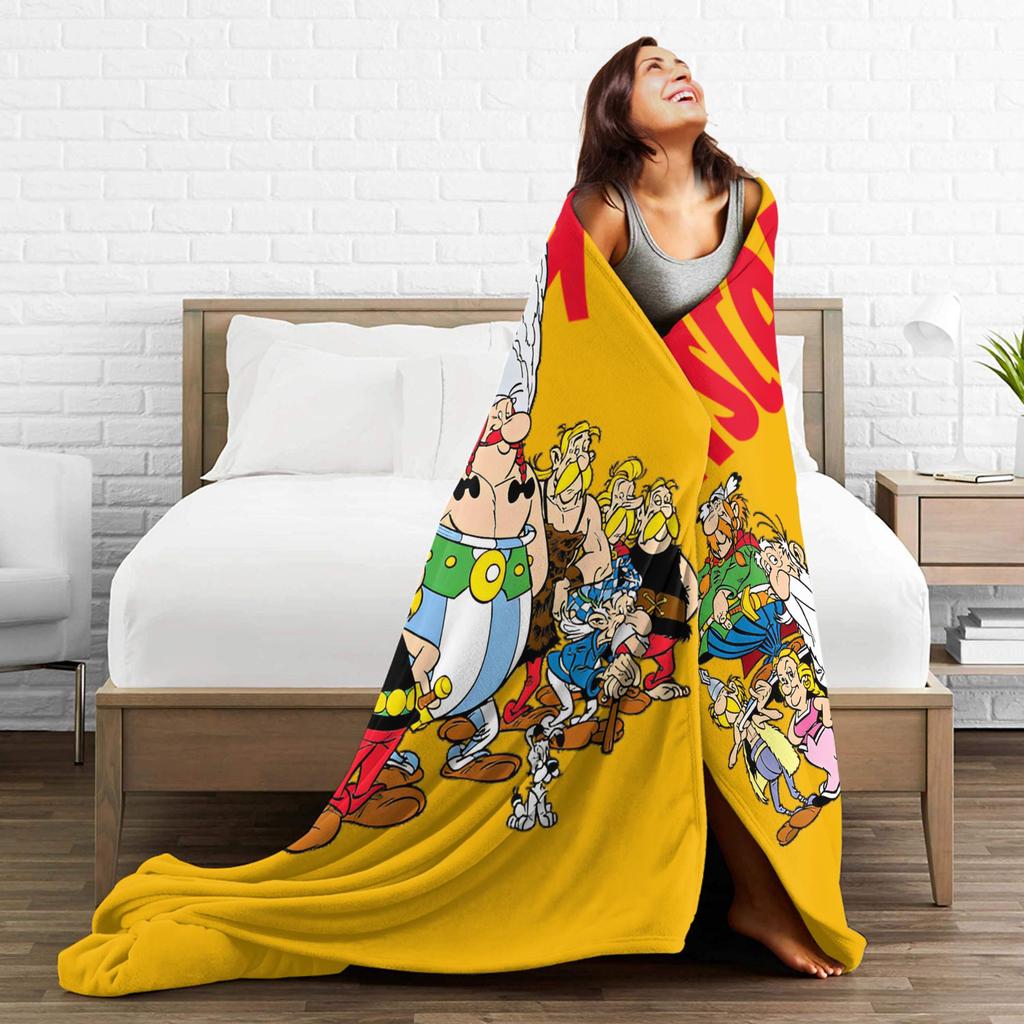 Asterixs And Obelixs Blankets Coral Fleece Plush Printed Multi-function Soft Throw Blankets for Sofa Travel Plush Thin Quilt
