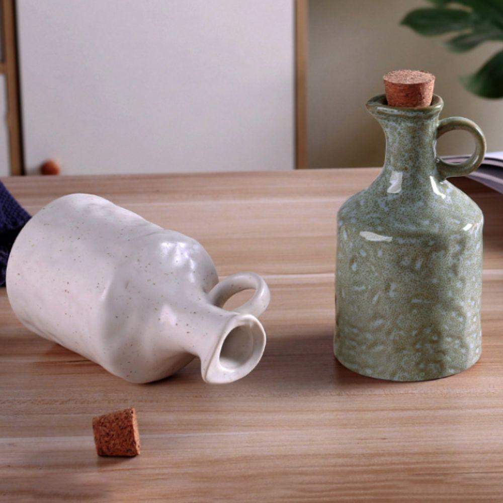 Keramik Essigtopf Vintage Sojasaucenflasche Praktisches Küchengewürz-Aufbewahrungsglas Kochen