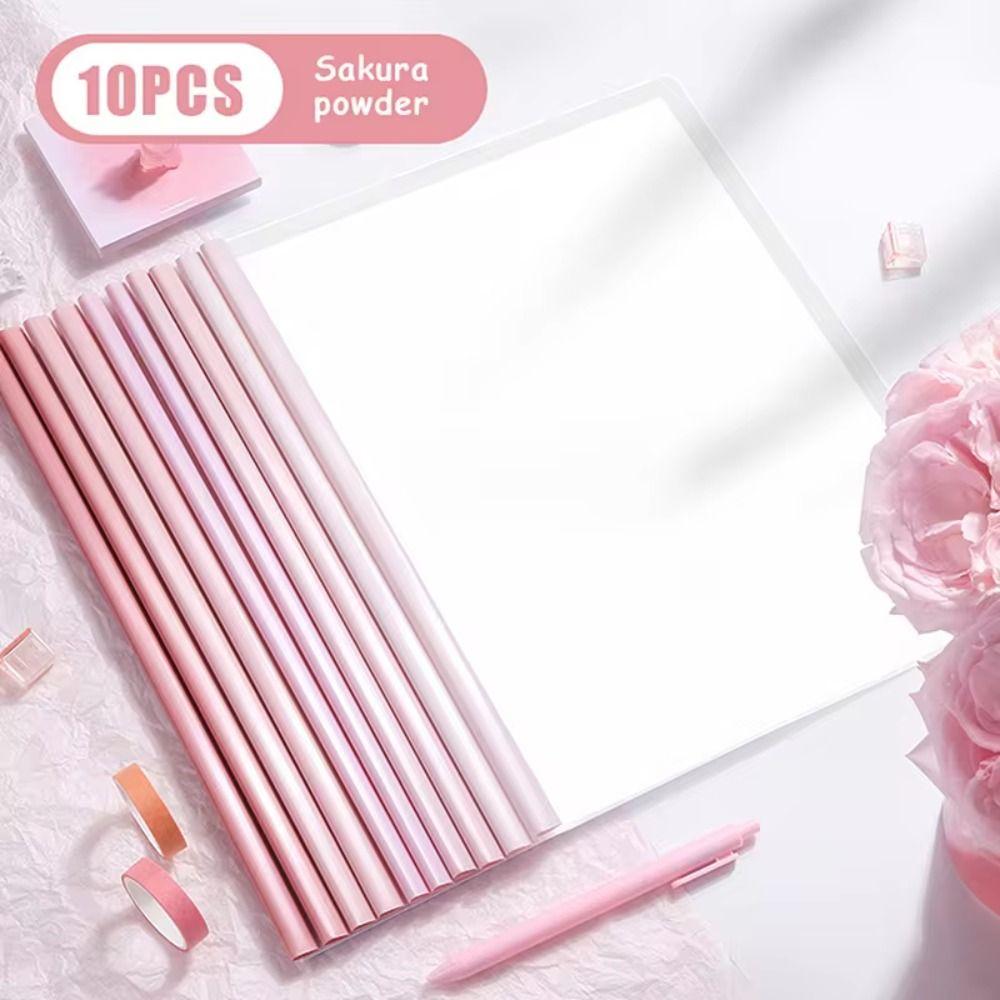 10pcs Waterproof A4 Draw Rod Folder Transparent Test Paper Storage Clip Pull Rod Clip Contract