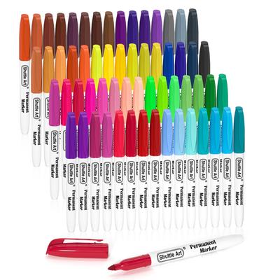 Shuttle Art Permanent Color Marker Fine 60 Quick Water for Coloring Writing and Notebooks Markers, Pens, Set, Point, Colors, Drying, Resistant, Kids,