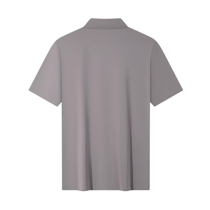SEVEN Men's Seamless Mulberry Silk Blend Short Sleeve Polo Shirt