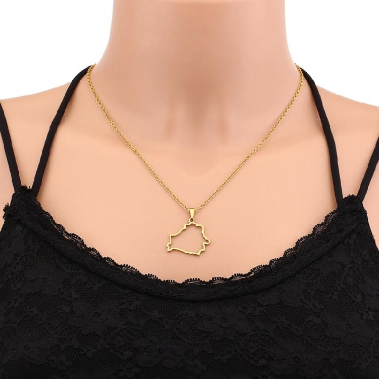 Stainless Steel Belorussia Map Pendant Necklace Belorussia Jewelry With Chain