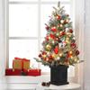 3FT Prelit Snow Flocked Christmas Tree with Prelit Premium 78 LED 8 Mode Battery Powered Small Xmas Tree For Home Decoration