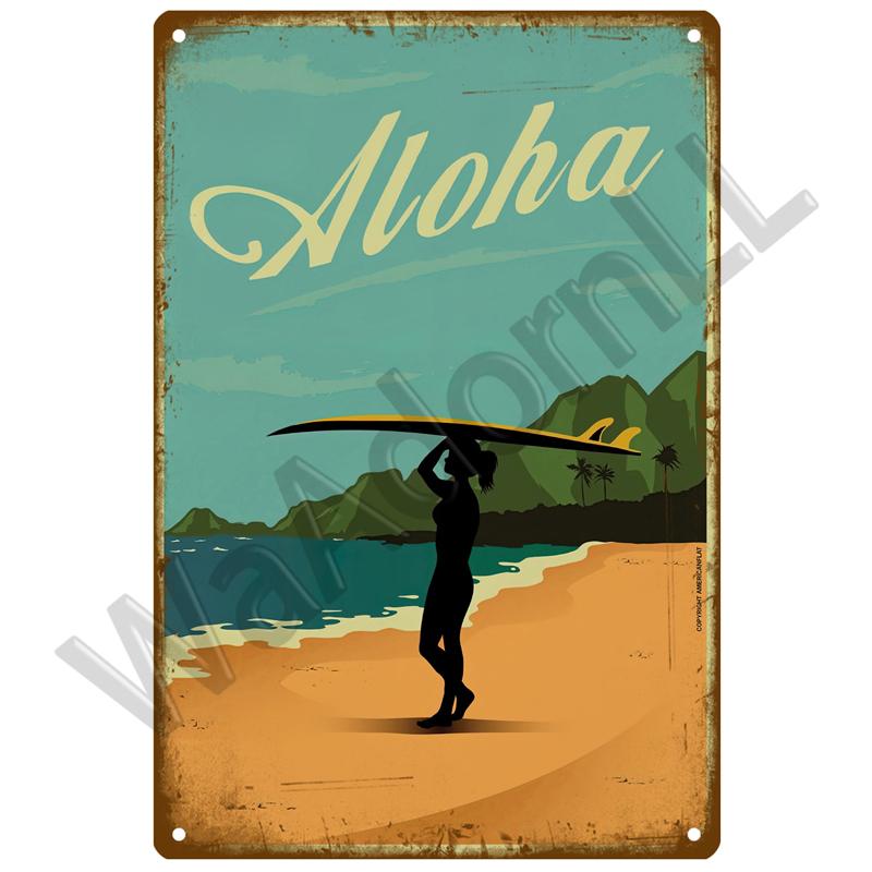 Beach Tin Sign Plaque Metal Sign Vintage Summer Metal Wall Sign Beach Decor For Beach Bar Beach House Seaside Decorative Plate