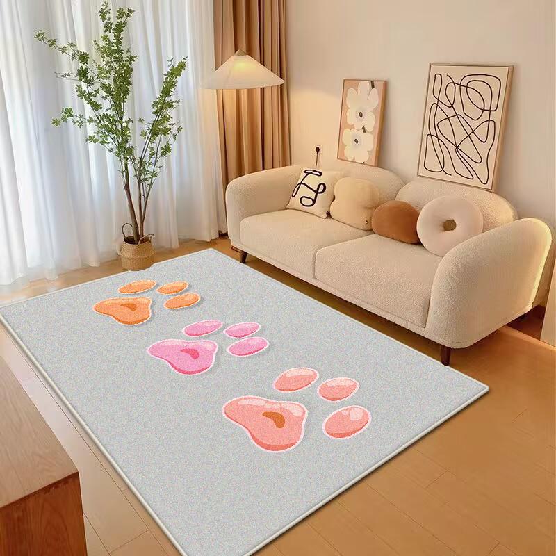 Stile Semplice Carino Disegno Animato Tappeto per Soggiorno Antiscivolo Impronte di Animali Morbido Tappeto per Camera da Letto Soffice Tappetino per Tavolo Divano Lavabile