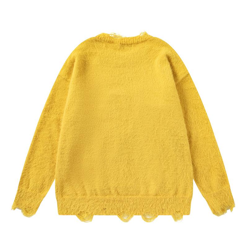 Japońskie Swetry Retro dla Kobiet i Mężczyzn Wzór Kota Dzianina Wiosenny Casualowy Sweter Pulower Dziury Frędzle Projektant Luźny Sweter Ubrania dla Pary