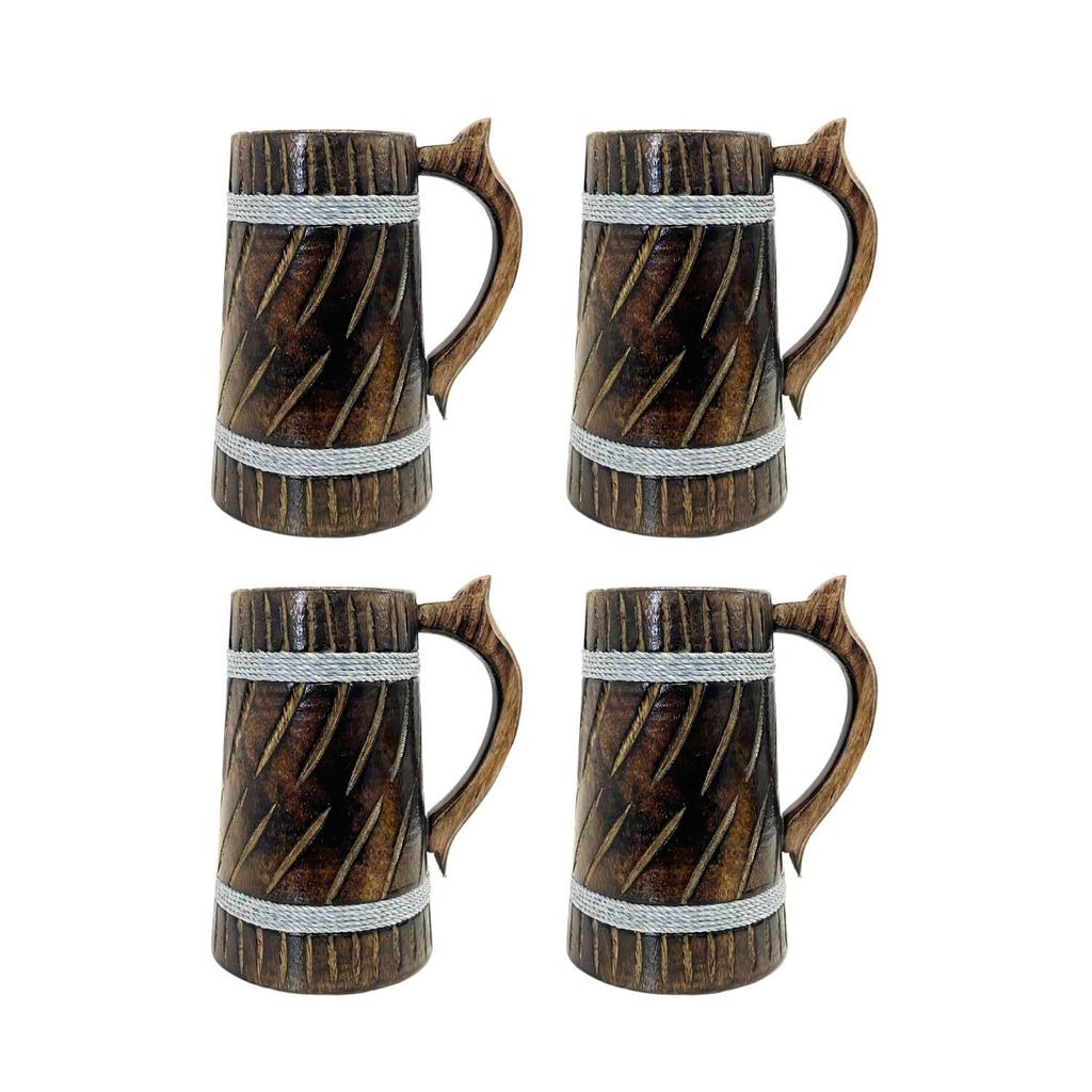 500ml Handgefertigter Holz-Bierkrug, Mangoholz mit Sheesham-Finish, Fassstil, Leicht & Langlebig, für Craft-Bier, Hausbar, Café, Party, Geschenk