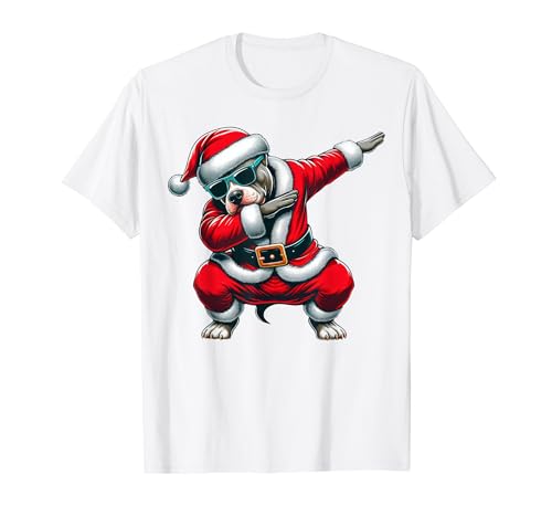 Dabbing Pit Bull Dog Merry Christmas Party Boys Girls Kids T-Shirt