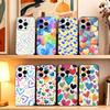 Colorful H-Heart Patterned Phone Case For iPhone 17,16,15,14,13,12,11 Plus,Pro Max,XS,Soft Silicone Black Cover