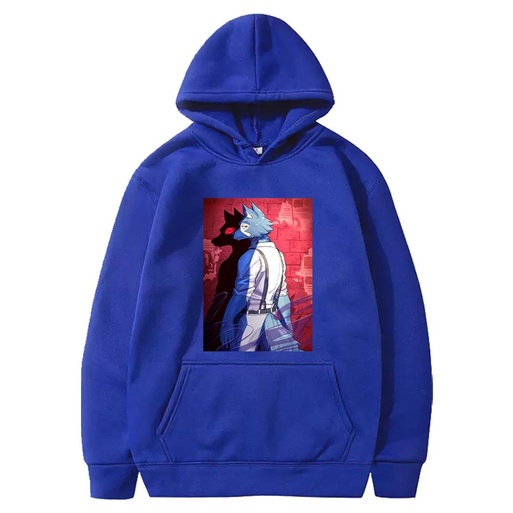 Legoshi Cool Print Hooded Anime BEASTARS Streetwear Men Women Manga Hoodies Casual Loose Pullover Harajuku Male Sweatshirt