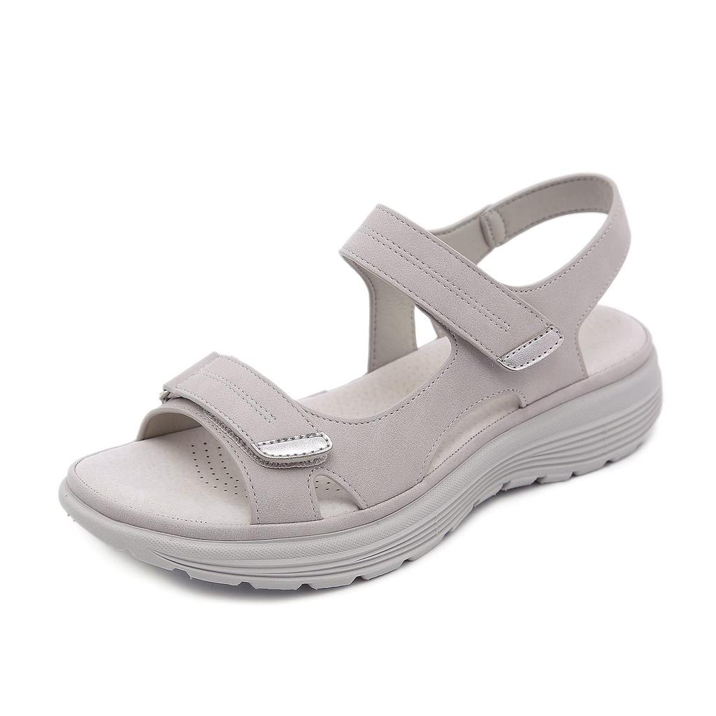 ZUYEE Platform Sandals with Velcro Comfortable Sports Sandals for Outdoors and Casual Soft and Easy to Walk Size Women's Closure, Wear, in, Beige,