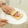Soft And Hard Bristle Brush Cleaning Food Grade Silicone Bristles Multi-purpose Fruit Double-sided Vegetable Scrubber with Scraper Hanging Hole
