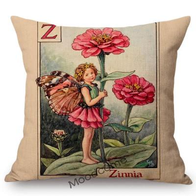 Tarot Alphabet Flower Fairy Baby Nursery Cartoon Art Home Decorative Sofa Throw Pillow Case Lovely Cute Children Cushion Cover