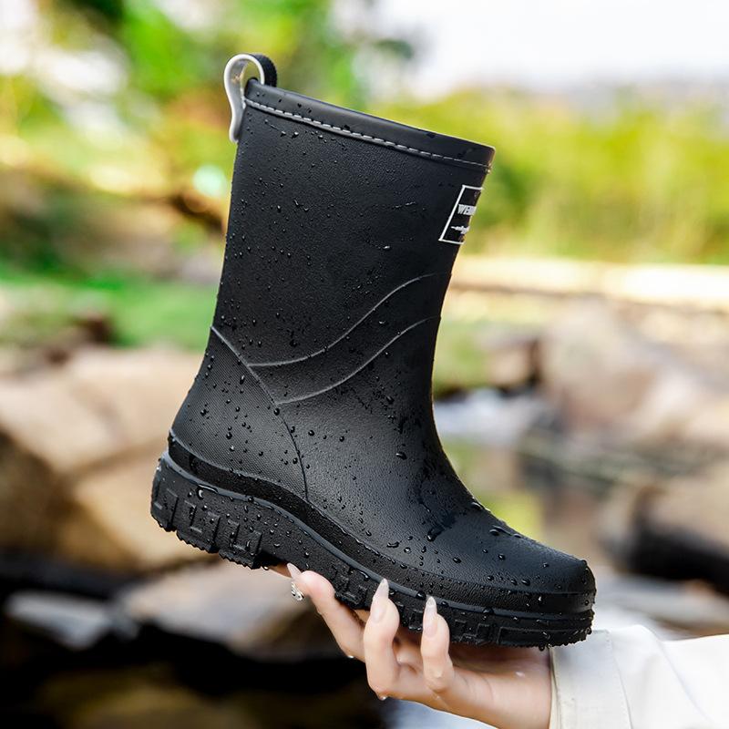 

New medium and high tube rain shoes women s fashion integrated velvet cotton rain boots adult non-slip waterproof women s water shoes 36