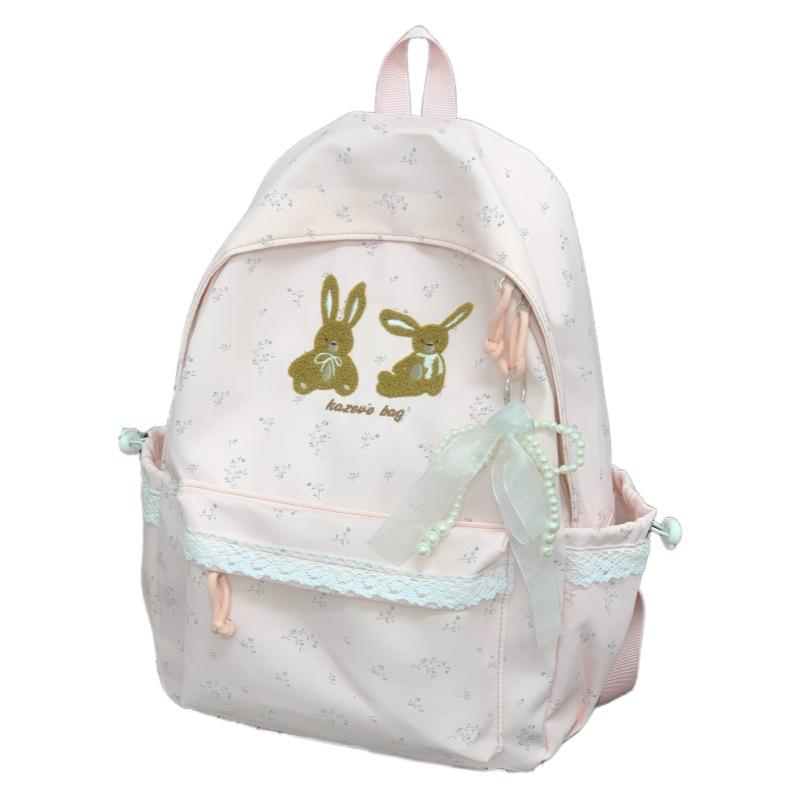 Schultasche Schultasche Mittelschule Mädchen Koreanisch ins Nische Kaninchen Druck Hoher Wert Hohe Kapazität Mittelschule Rucksack