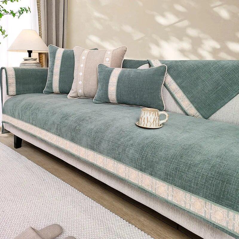 

Chenille Modern Sofa Cover Universal Anti Slip Seat Cushion Minimalist Design All Seasons Use 70x70cm