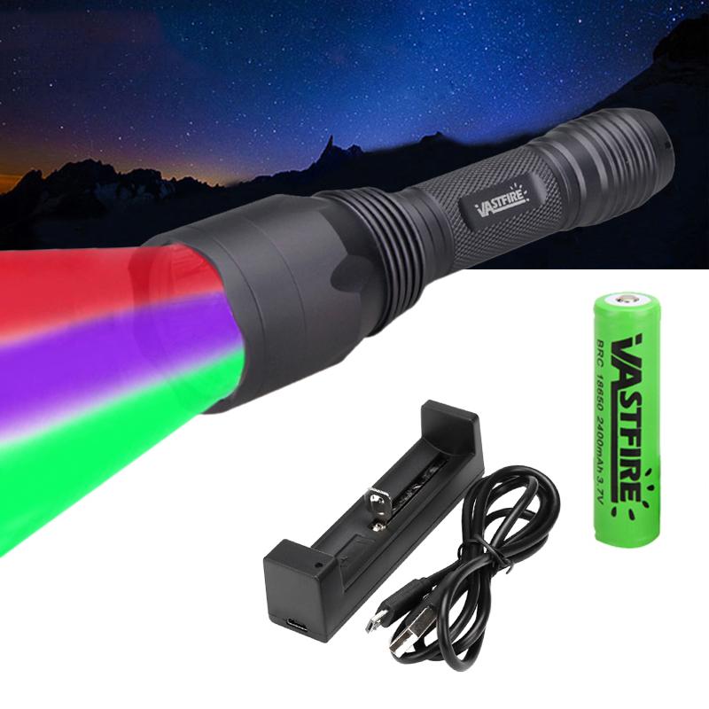 Green/Red Light LED Hunting Flashlight Tactical Zoomable Flashlight Torch 1 Mode Professional Handheld Lamp 20-35mm Rifle Mount