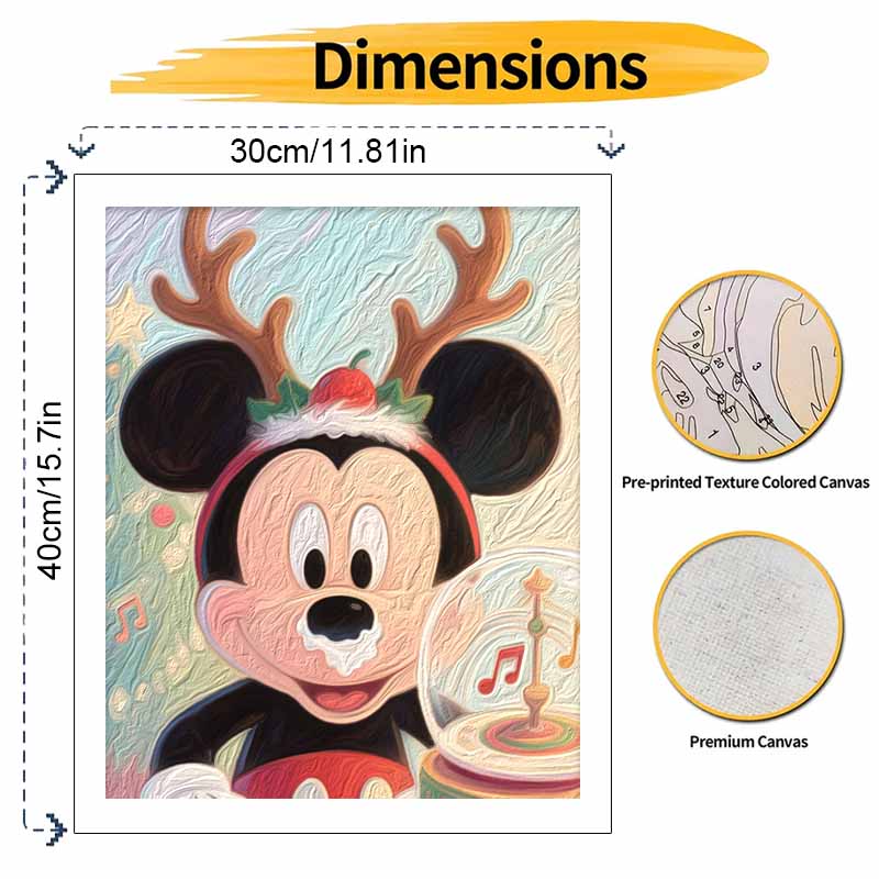 Disney Christmas Mickey Digital Oil Painting Hand Painting Home Decoration Painting