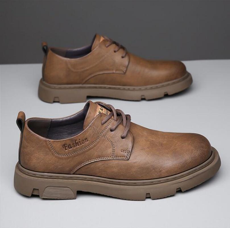 Cow Leather Autumn Platform Shoes for Men Fashion Casual New Designer Derby Shoes Male Low Top Work Ankle Boots Men