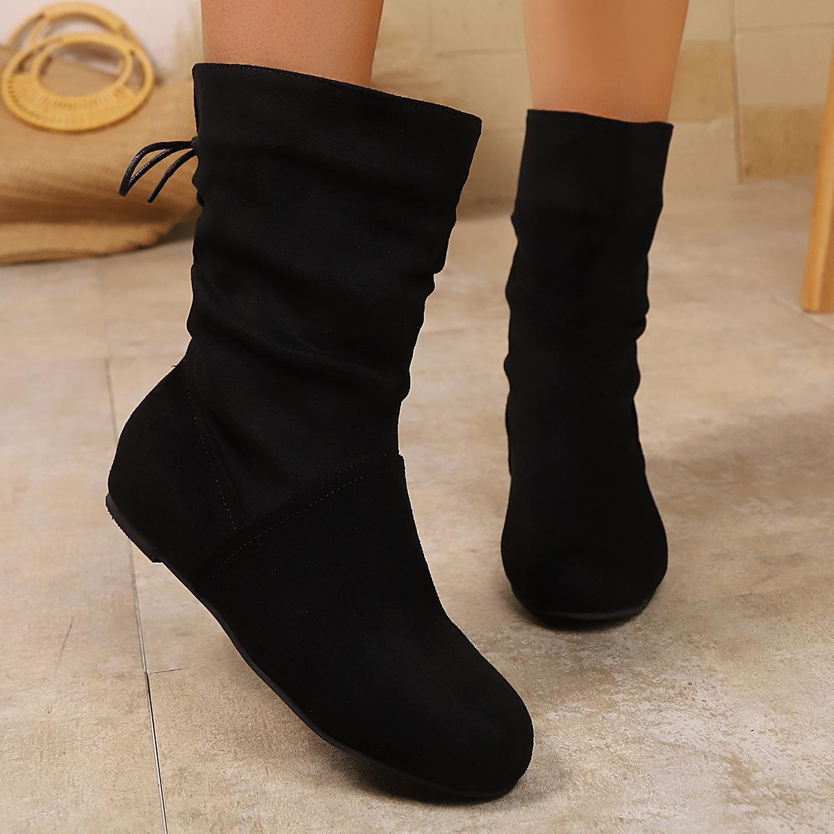 

Low Heel Women Boots 2025 New Four Season Comfortable Women Shoes Fashion Outdoor Sexy Mid Calf Boots Woman Botas De Mujer 43 чёрный