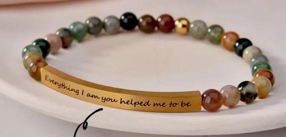 6Mm steel ball obsidian powder chalcedony stainless steel elbow lettering aquamarine bracelet