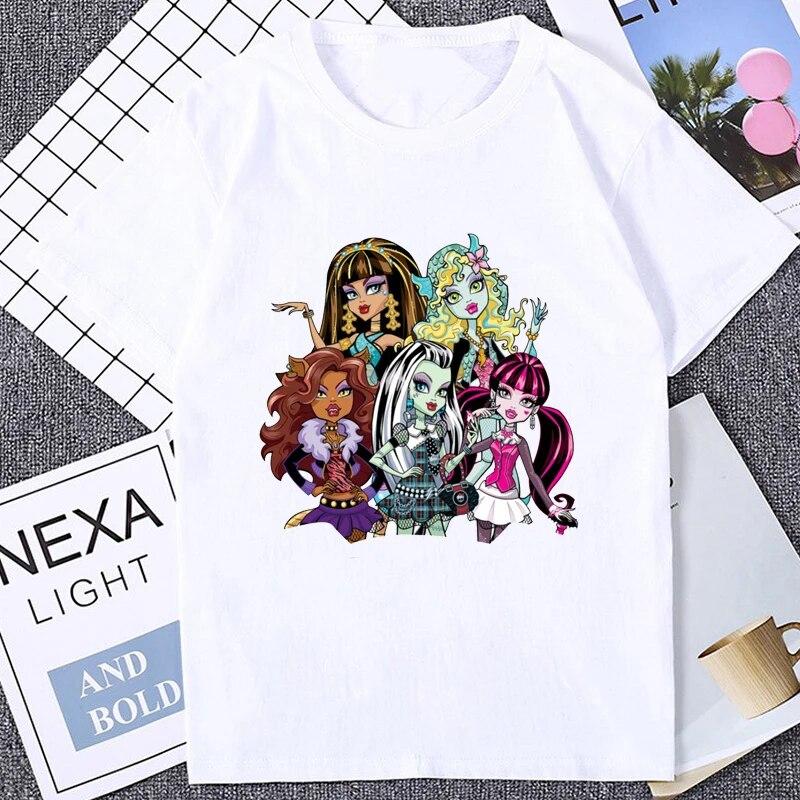 Draculaura Clawdeen Wolf Clawdeen Wolf Koszulka graficzna Zabawna Wyjątkowa Koszulka damska Monster High Casual Fashion Luźne koszulki