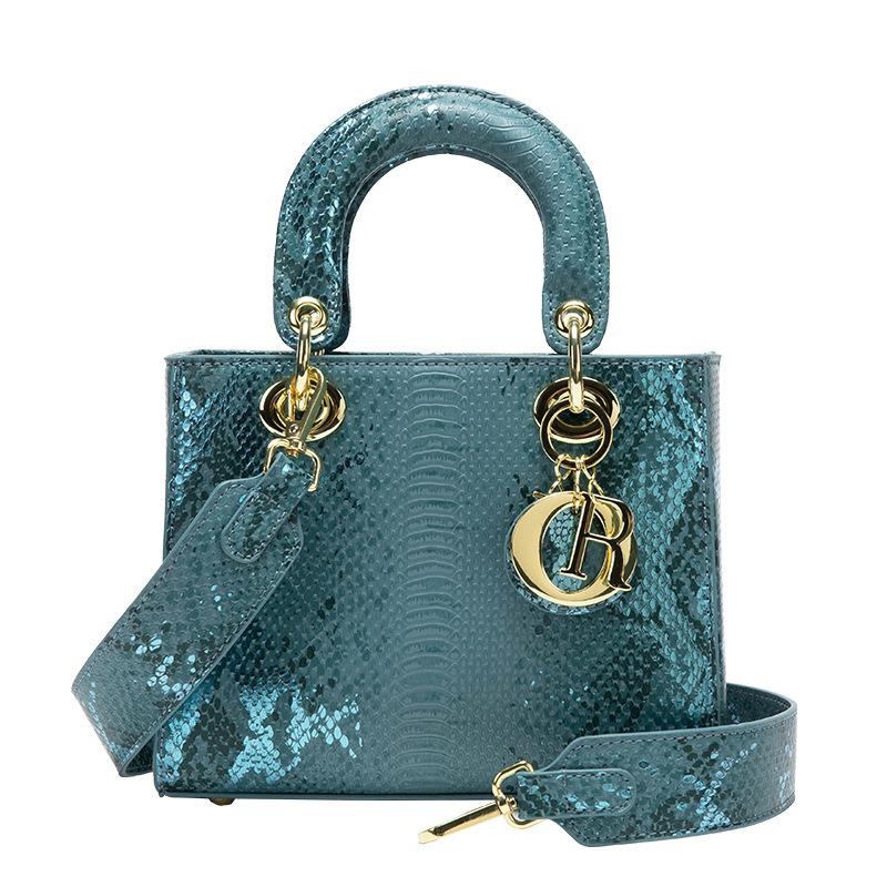 Cross-border snake pattern new Princess Diana bag high-end single shoulder messenger bag high-end fashion pink portable women's bag versatile