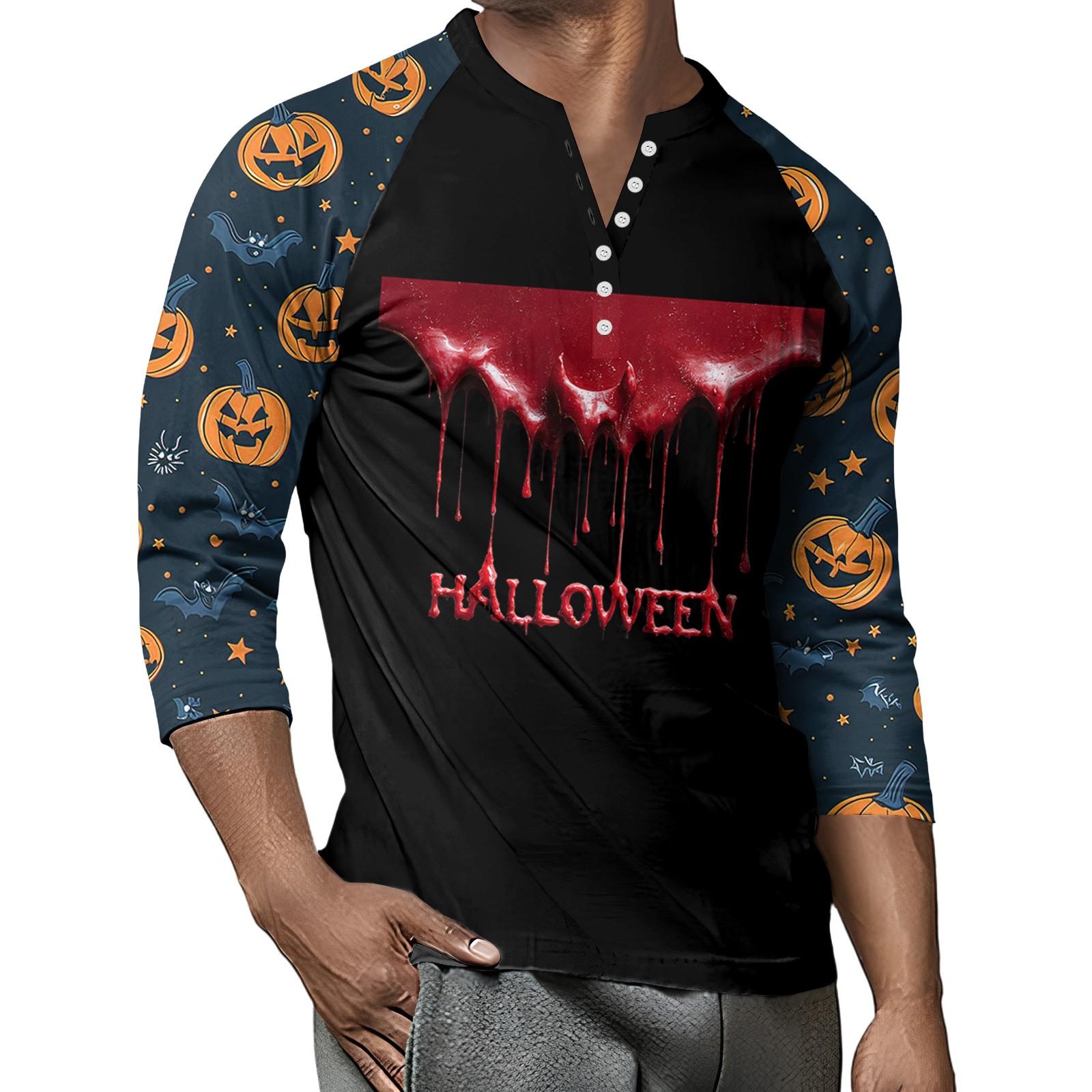 

Men s Button-Down Contrast Raglan 3/4 Sleeve Top XXXL червоний