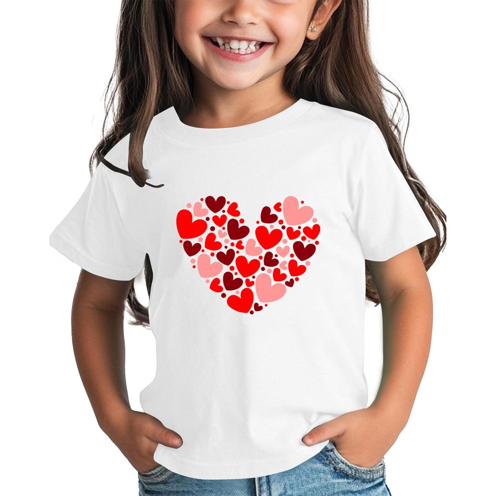 

Рубашка на День святого Валентина для малышей, девочек и мальчиков, милые футболки с сердечками, детские футболки на День святого Валентина 100 бежевый